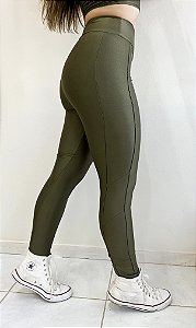 Legging Duda verde militar suplex de poliamida canelado - PORLE