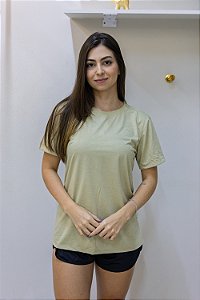 Camiseta oversized feminina lisa areia fitness e casual - PORLE