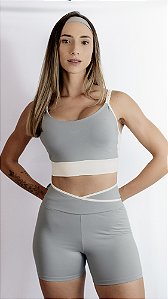 Top Mavie cinza alpino trançado suplex de poliamida - PORLE