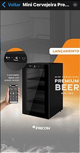 Cervejeira Premium beer vcfc 110 v - Marca Fricon - Capacidade 105 litros - Porta de Vidro