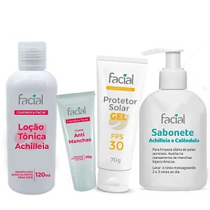 Combo Manchas Nunca Mais  - Antimanchas, Sabonete Facial, Loção Tônica e Protetor Solar