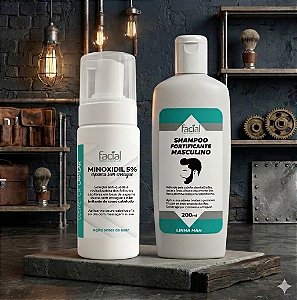 Combo Super Barba + Cabelos Fortes - Loção Minoxidil em espuma + Shampoo Fortificante Masculino