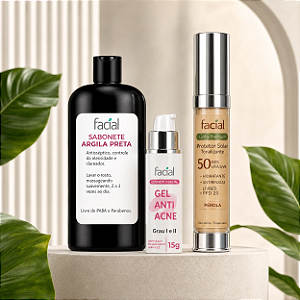 Combo Anti acne - Skin Care - Sabonete argila preta + Protetor premium + Gel anti acne