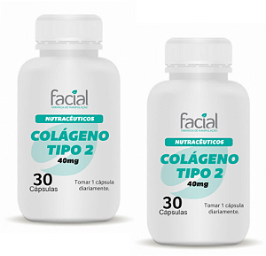 2 Frascos Colágeno Tipo II 40mg com 30 cápsulas