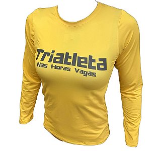 Baby Look Manga Longa Amarela TNHV - Triathlon Work