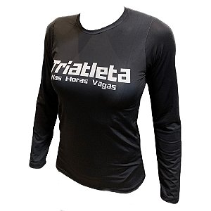 Baby Look Manga Longa Preta TNHV - Triathlon 140.6