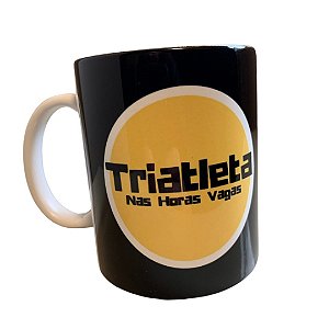 Caneca Triathlon - Black - Triatleta Nas Horas Vagas - Logo Redonda