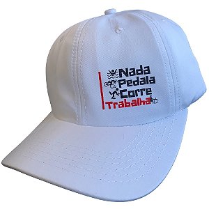 Boné Tactel Branco - Triathlon Nada Pedala Corre Trabalha - Triatleta Nas Horas Vagas