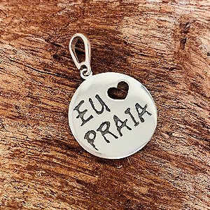 Pingente Medalha Eu Amo Praia