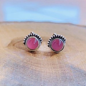 Brinco Segundo Furo Quartzo Rosa
