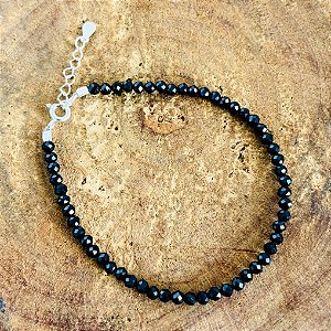 Pulseira de pedra ônix com extensor de prata