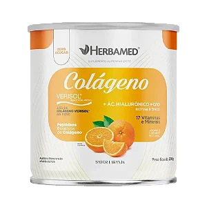 HERBAMED - COLAGENO VERISOL + AC HIALURONICO + Q10 + 17 VITAMINAS E MINERAIS SABOR LARANJA 200G