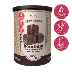 FOOD4FIT - BOMBOM DE BROWNFIT CHOCOLATE ZERO AÇÚCAR - AMOR EM LATA - 200G