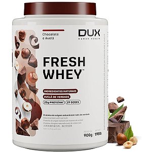 DUX NUTRITION - FRESH WHEY CHOCOLATE BELGA E AVELÃ - POTE 900G