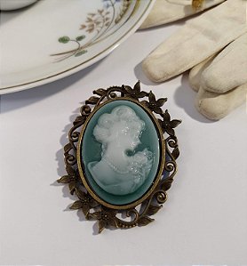 Broche Camafeu G Verde Cód 64