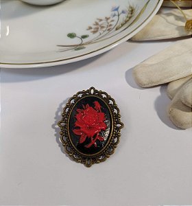 Broche Camafeu P Flor Vermelha