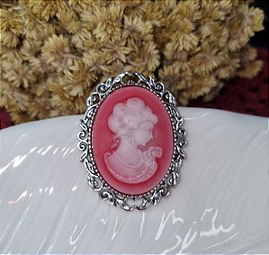 Broche Camafeu G Vermelho Simples Cód 55