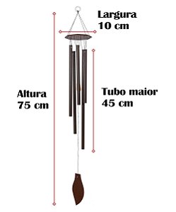 Mensageiro dos Ventos com 5 tubos em alumínio e exclusivo pêndulo de Pedra