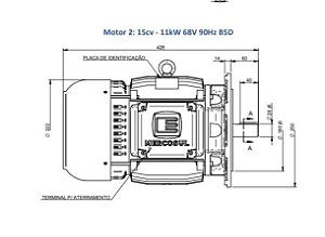 Motor Mercosul para veículos elétricos (15cv - 11kW 68V 90Hz B5D)