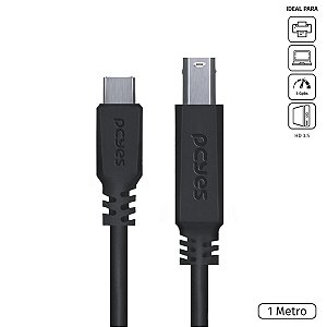 CABO PARA IMPRESSORA USB TIPO C PARA USB B 3.0 1 METRO PRETO - P3UCBP-1