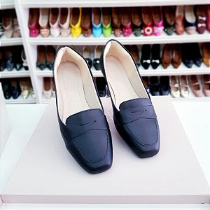 Mocassim Thais bico quadrado Preto