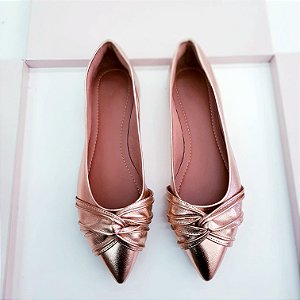 Sapatilha bico fino alongado Ana Rose Gold