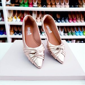 Sapatilha bico fino alongado Ana Rose Gold