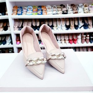 Mocassim com Corrente Nude