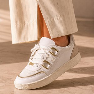 Tênis Vizzano Branco com Dourado