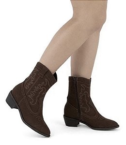 Bota Feminina Moleca Ana Castela Country Texana Camurça
