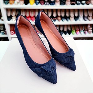 Sapatilha bico fino alongada Jeans de nozinho