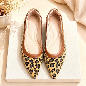 Sapatilha bico fino Animal Print