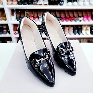 Mocassim Viviane Preto Verniz