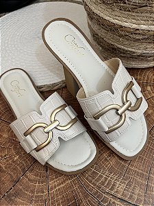 Rasteirinha Clube confort Branca croco