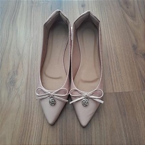 Sapatilha bico fino alongado Rose croco medalinha
