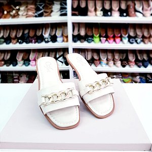 Rasteirinha Clube confort Branca com corrente