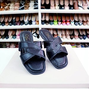 Rasteirinha Clube confort Preta Cruzada