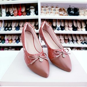 Sapatilha Bico Fino Croco Caramelo tamanho especial