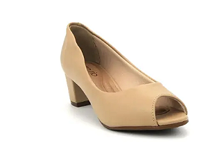 Sandalia Beira Rio Nude Salto Grosso Peep Toe