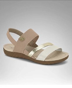 Sandália Modare Ortopédica Nude com Dourado