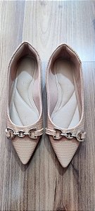 Sapatilha bico fino Amanda Nude com fivela
