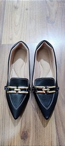 Sapatilha bico fino mocassim Preta Katia