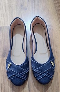 Sapatilha Bico Redondo Fatima Jeans tamanho especial