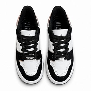 Tênis Vizzano Pelica Lisboa SNK Brilho Branco com Preto e Prata