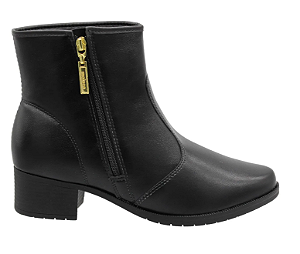 Bota Moleca Preta cano Curto e Salto Baixo Napa Genebra
