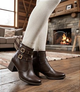 Bota Feminina Mississipi Cano Curto Com Zíper Galbani Café