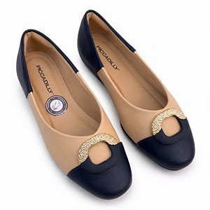 Sapatilha Feminino Piccadilly Raquel Brule Bege com azul