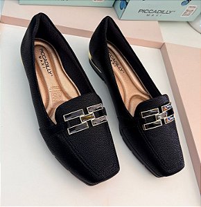 Mocassim Piccadilly Preta Linha Conforto
