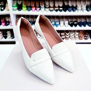Sapatilha Mocassim Rafaela Croco Branca verniz