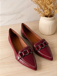 Sapatilha Bico Fino Erica Marsala Verniz